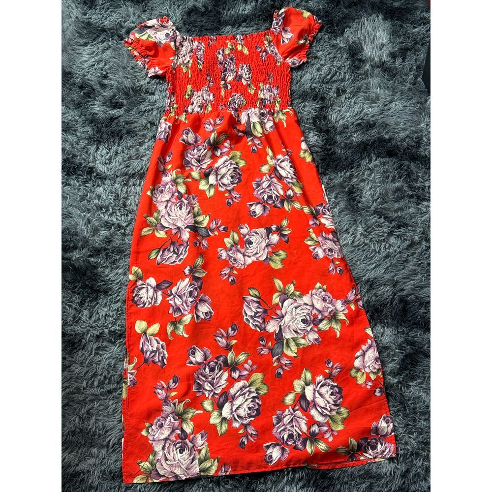 Monteau Red Floral Maxi Dress
